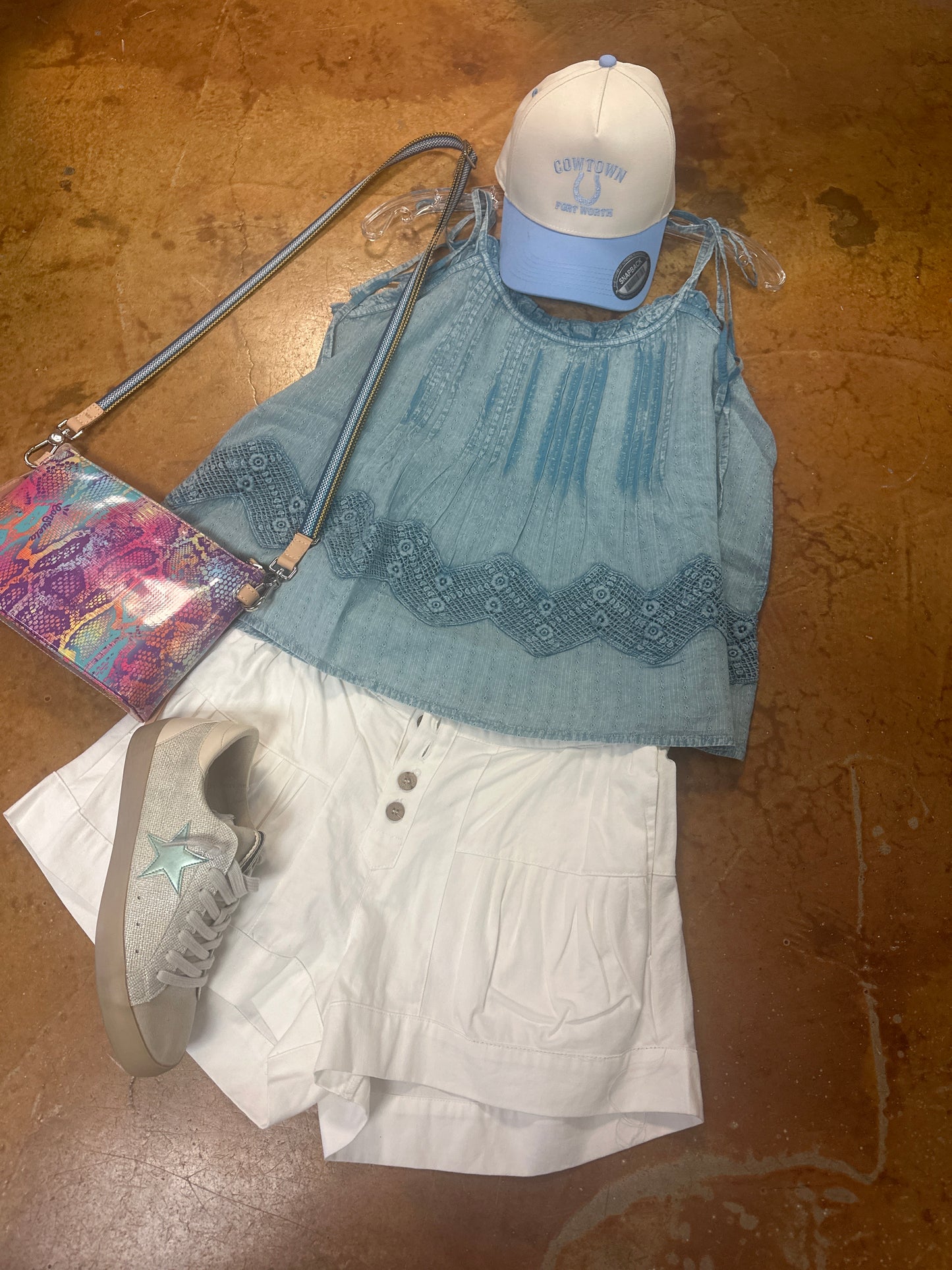 Boho blue tank