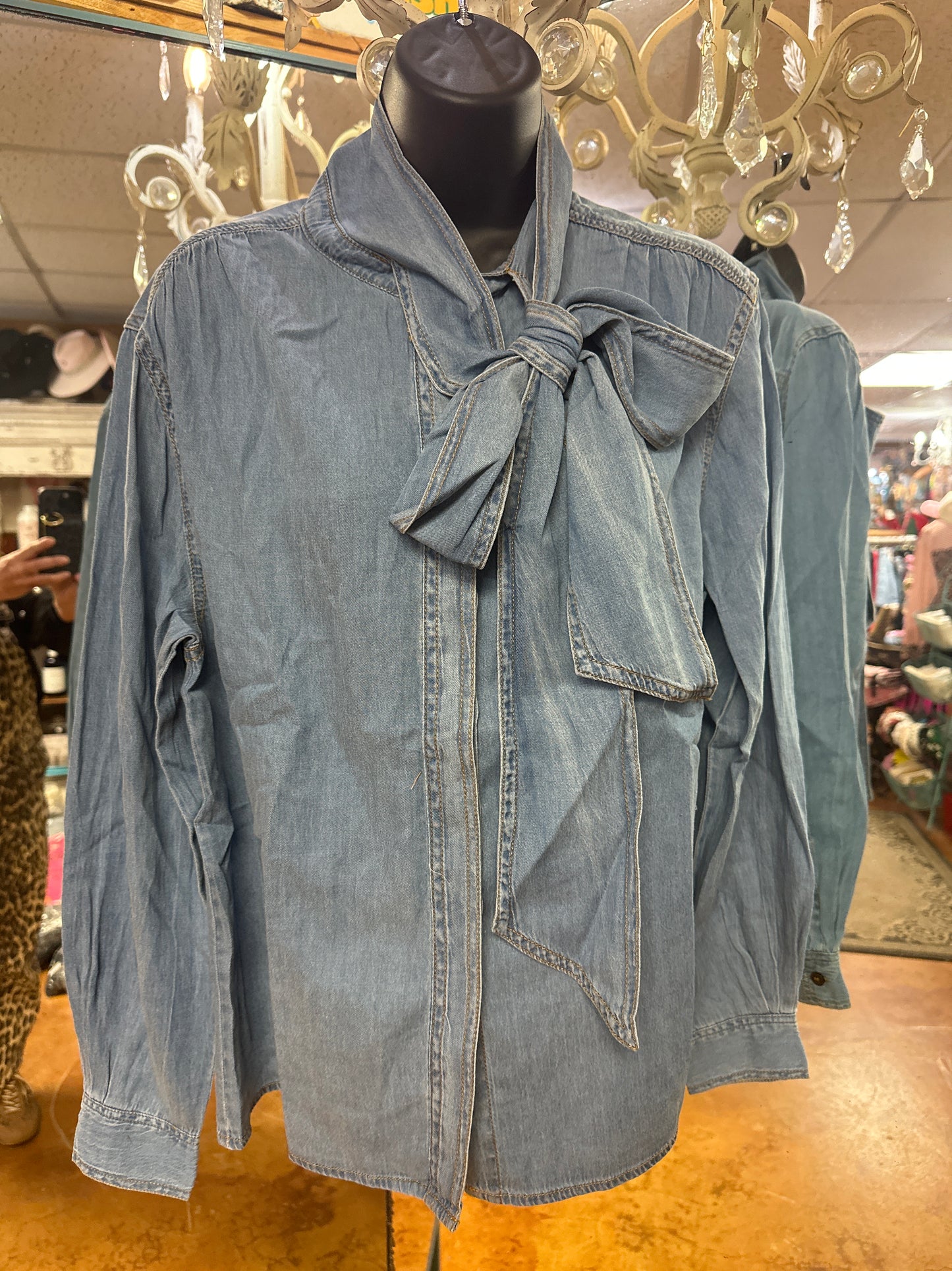 Denim tie top