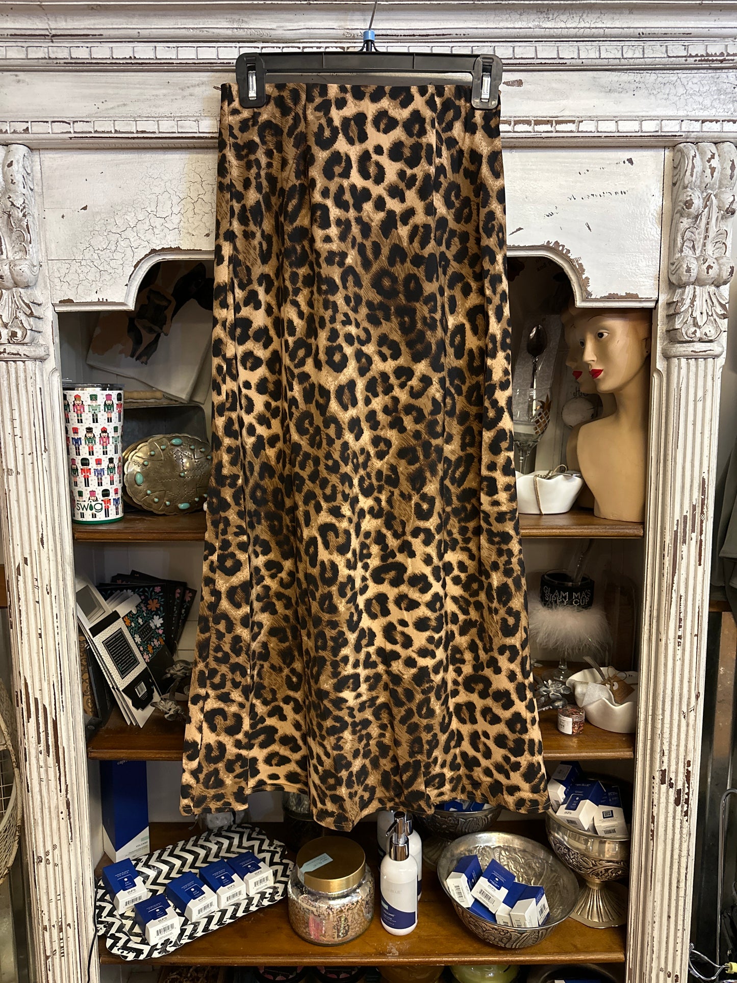 Leopard straight skirt
