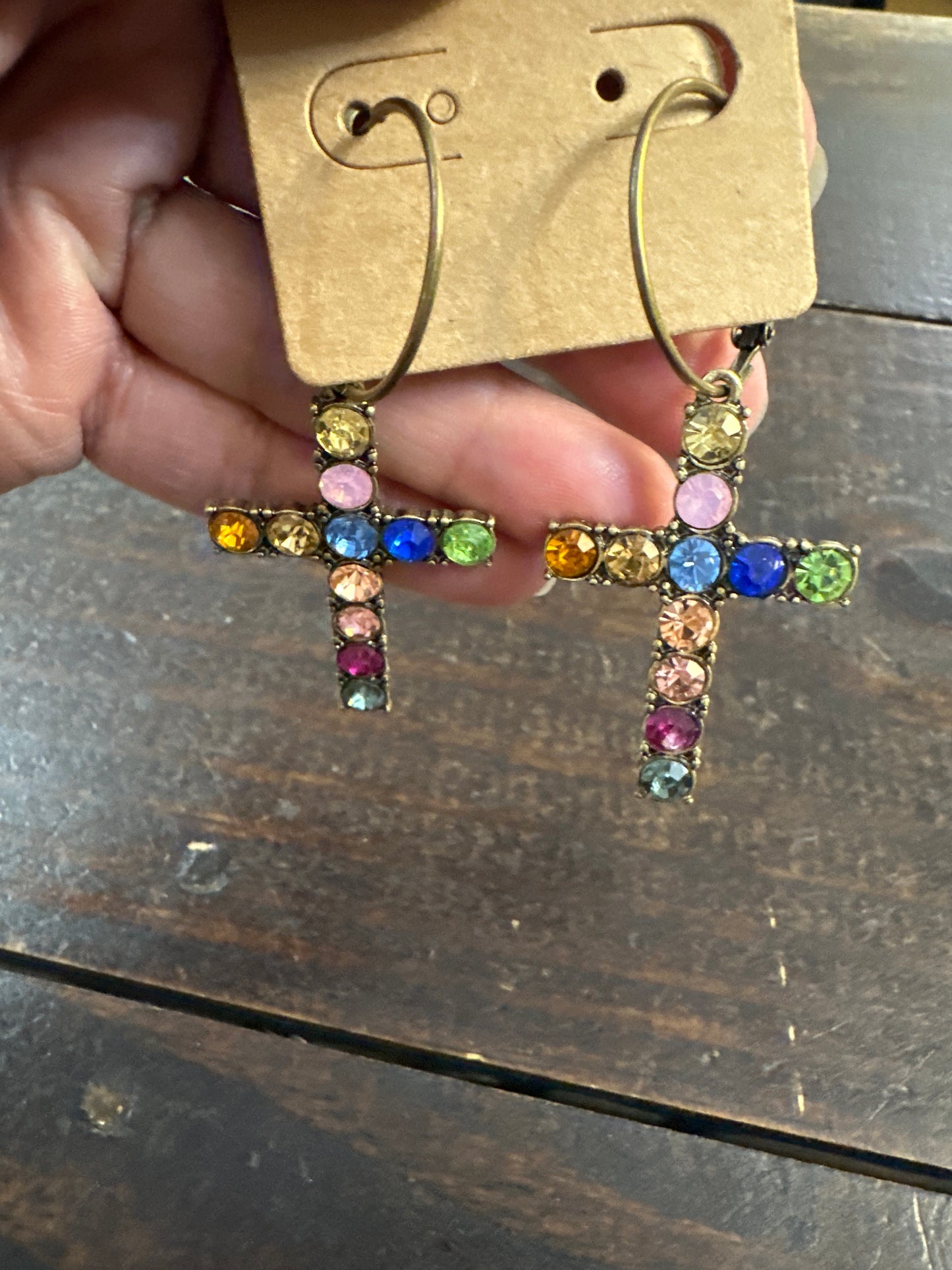 Rainbow cross earrings