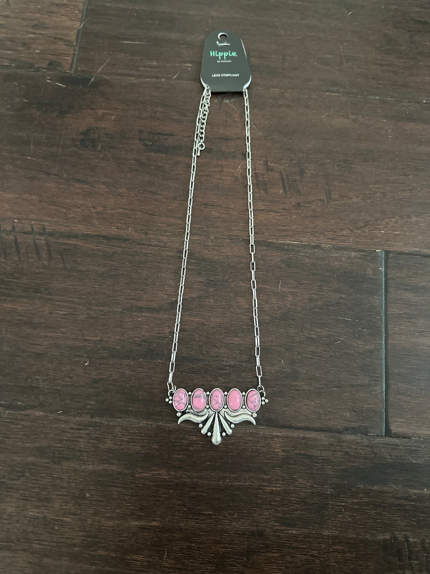 Pink medallion necklace