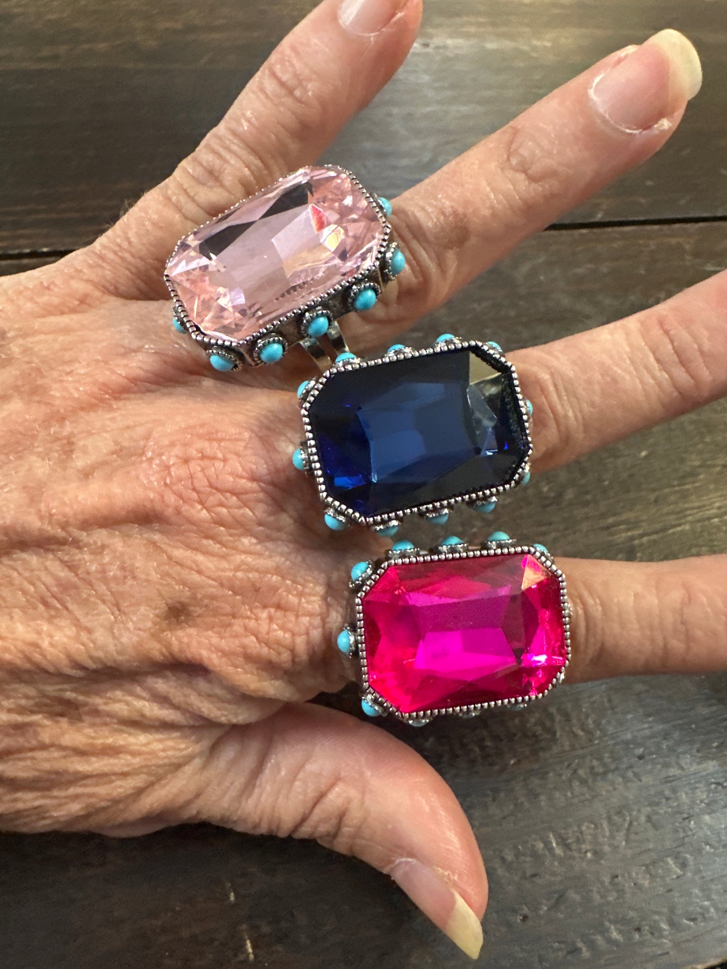 Crystal & Turq Ring
