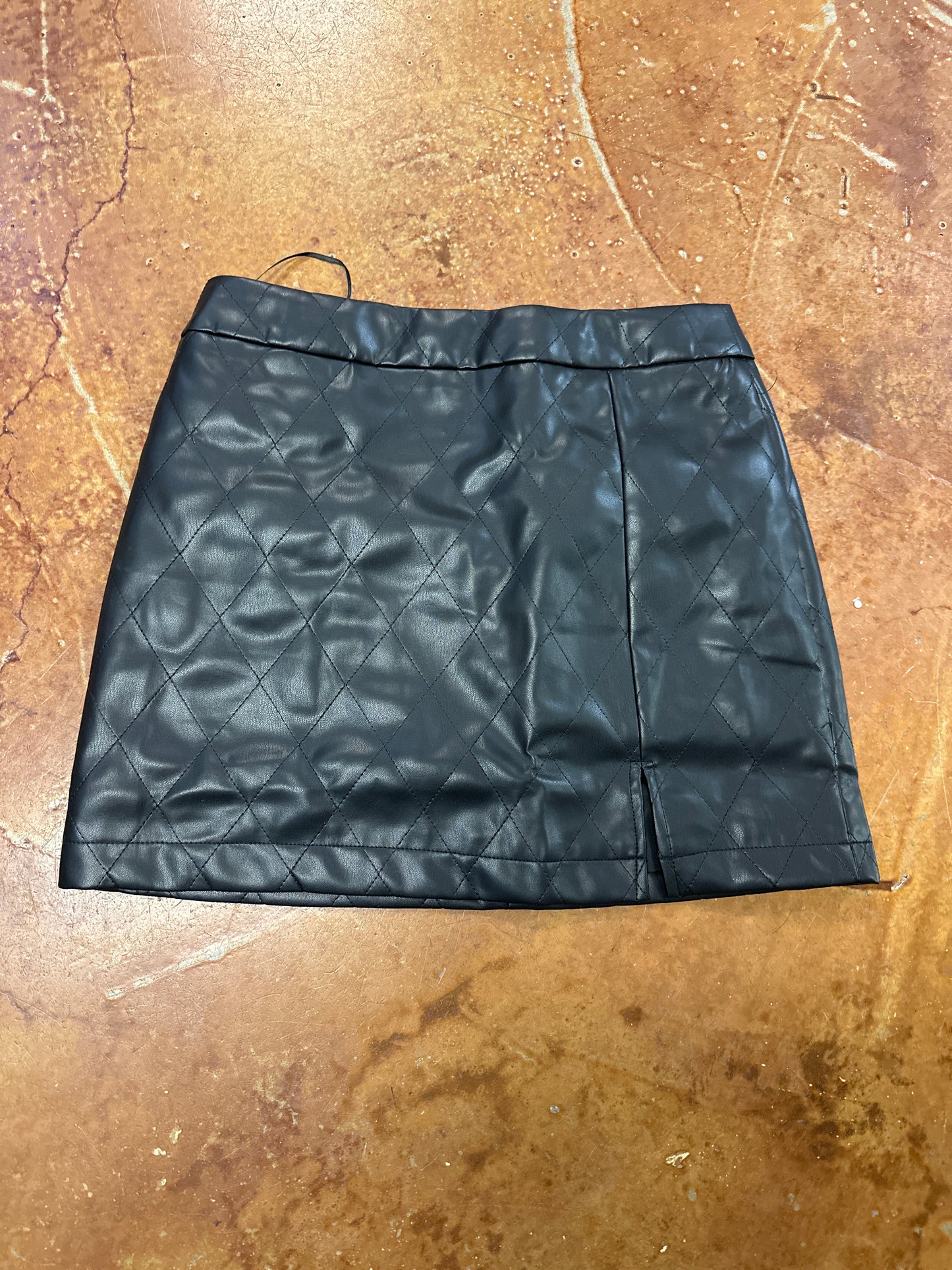Black pleather quilted mini