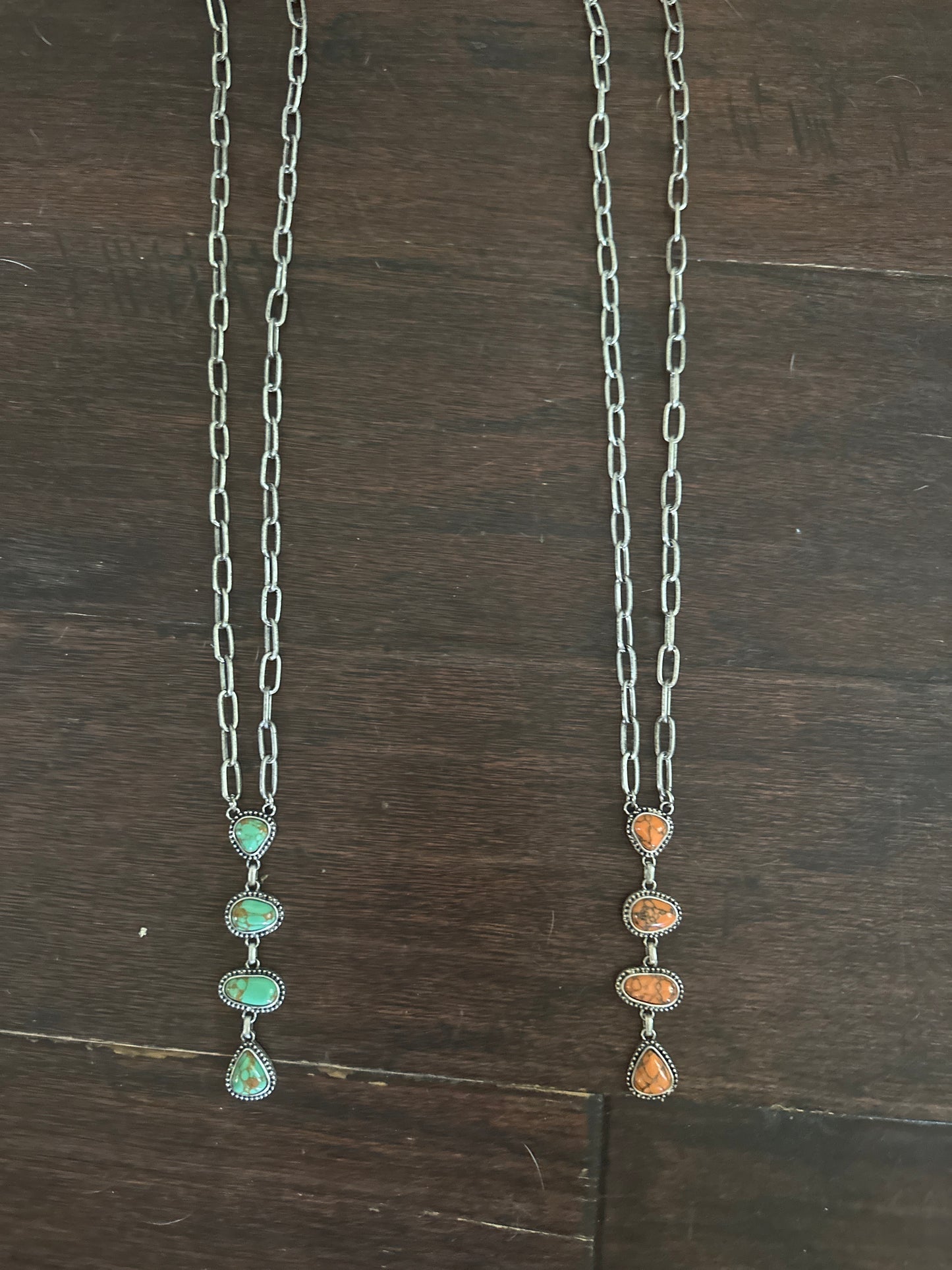 Link necklace w/4 stones