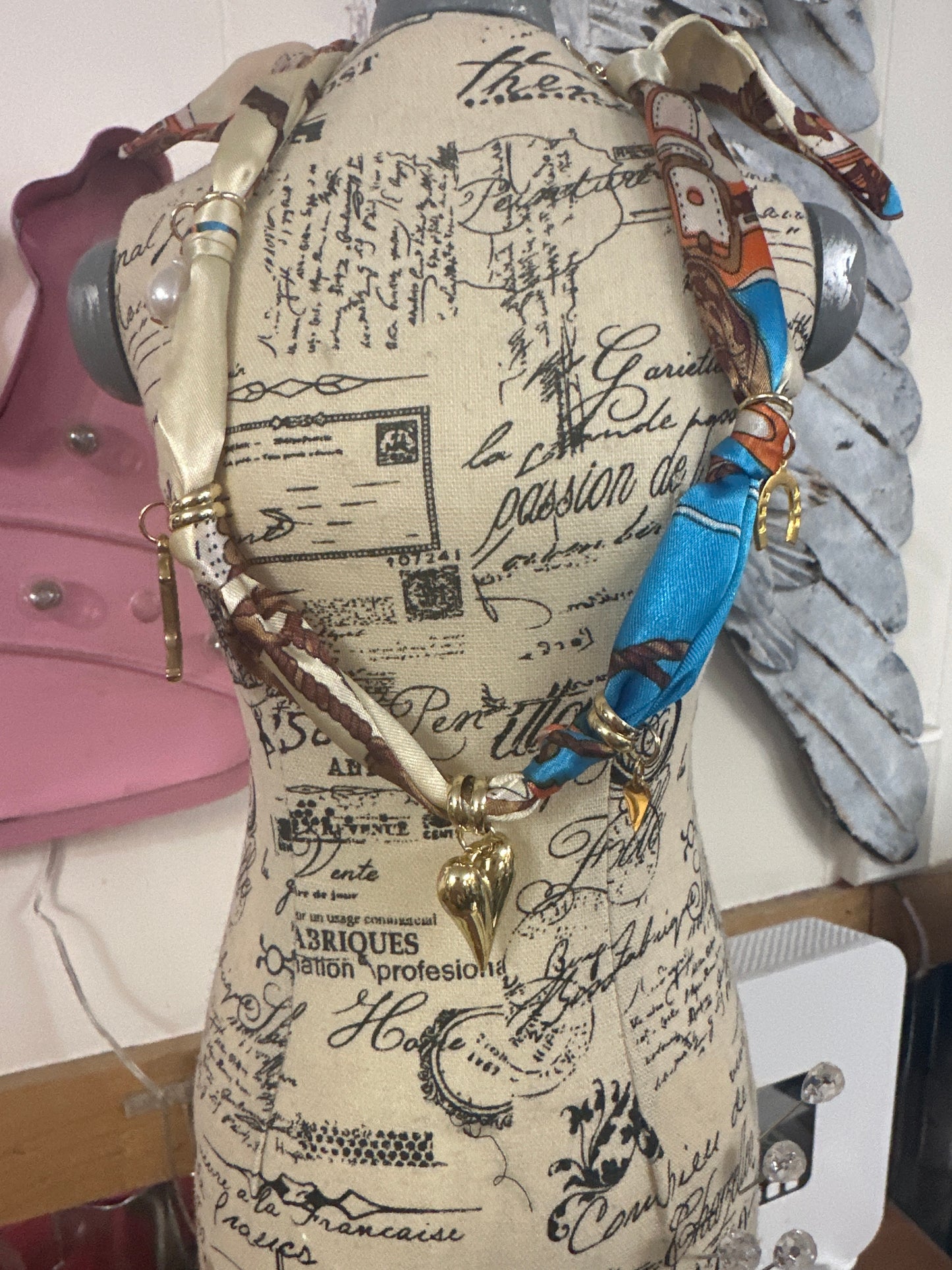 Rag charm necklace