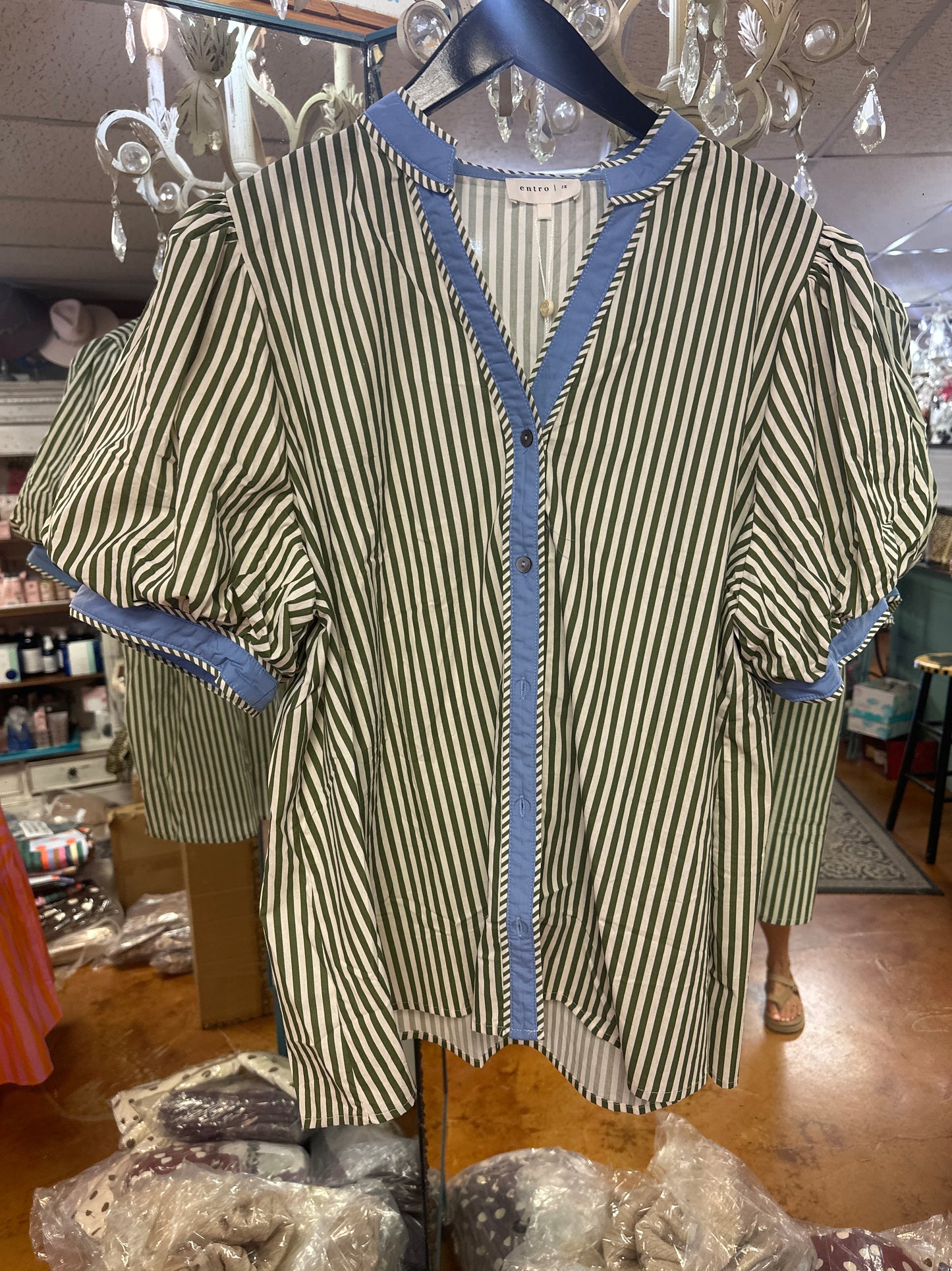 Olive striped top