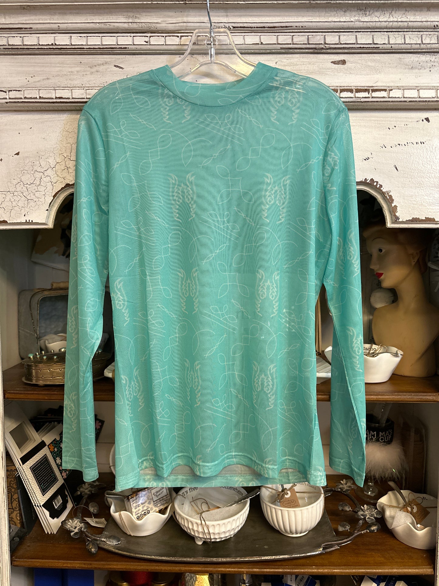 Turquoise mesh top
