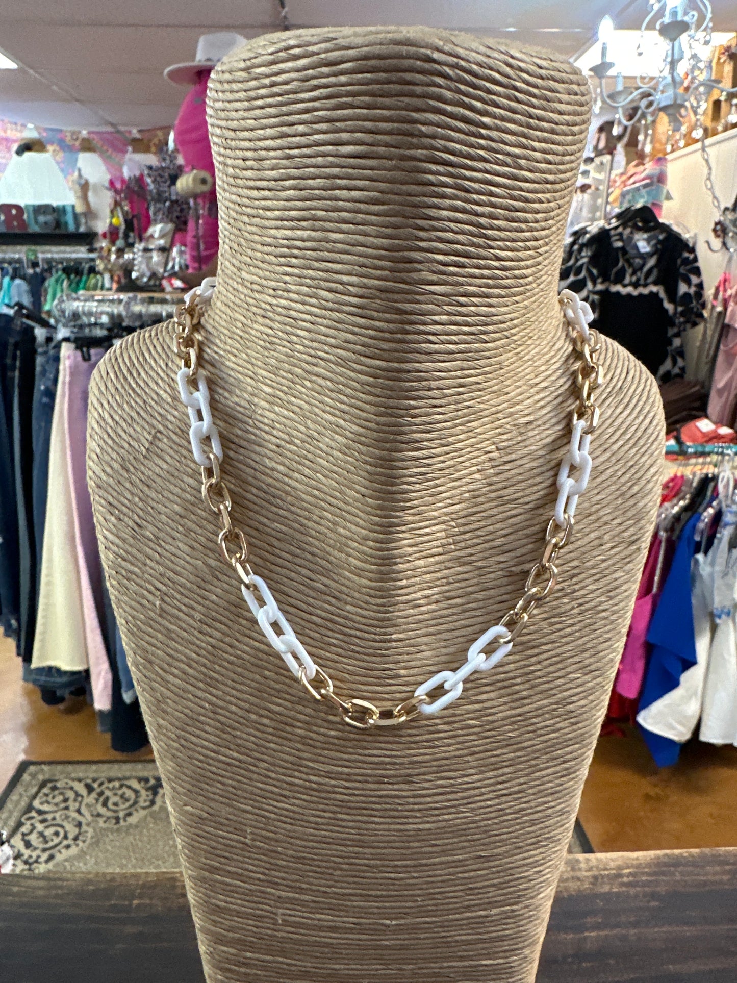 Gold & white link Necklace