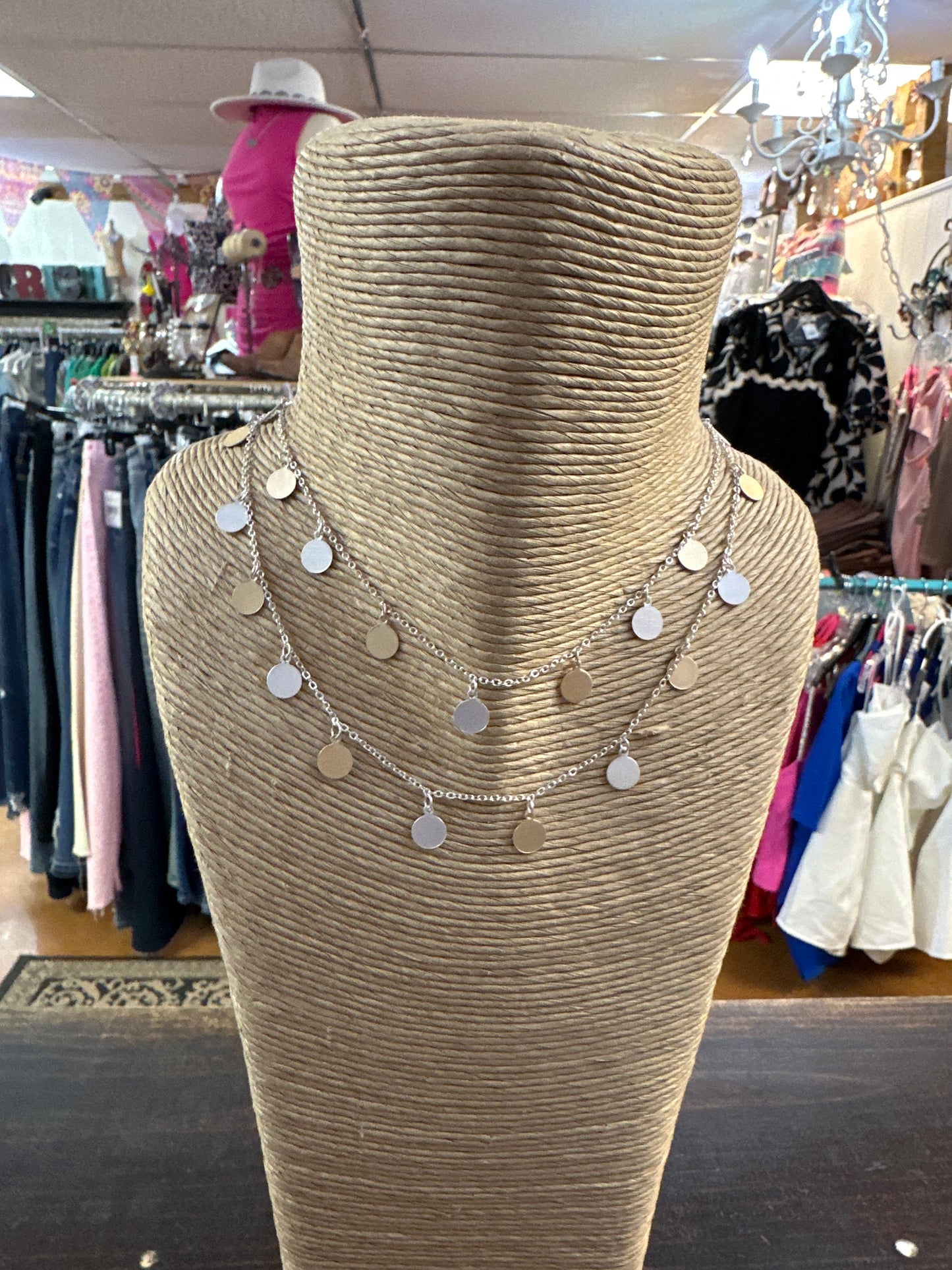 Silver & gold disc necklace