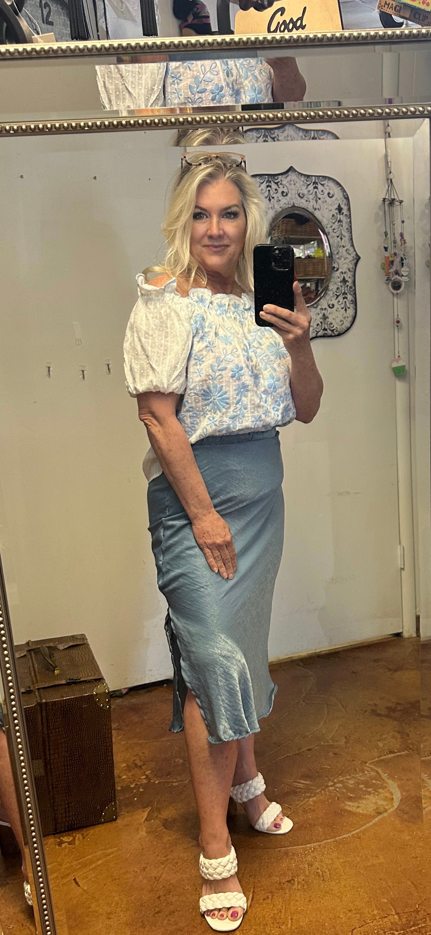 Slate Satin Skirt