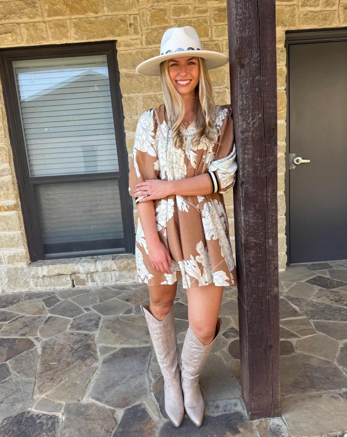 Camel sand flower dress