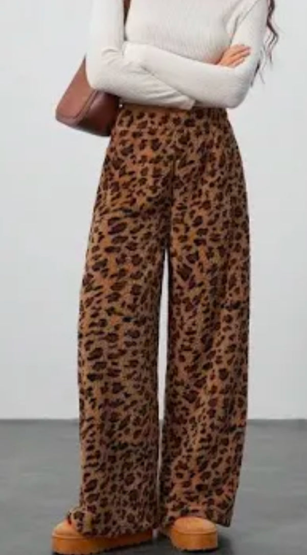 Leopard drawstring pants