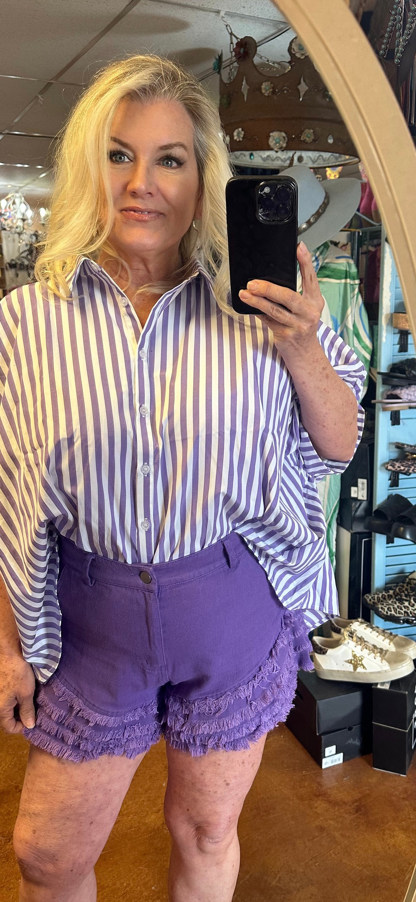 Purple stripe TCU top 2637