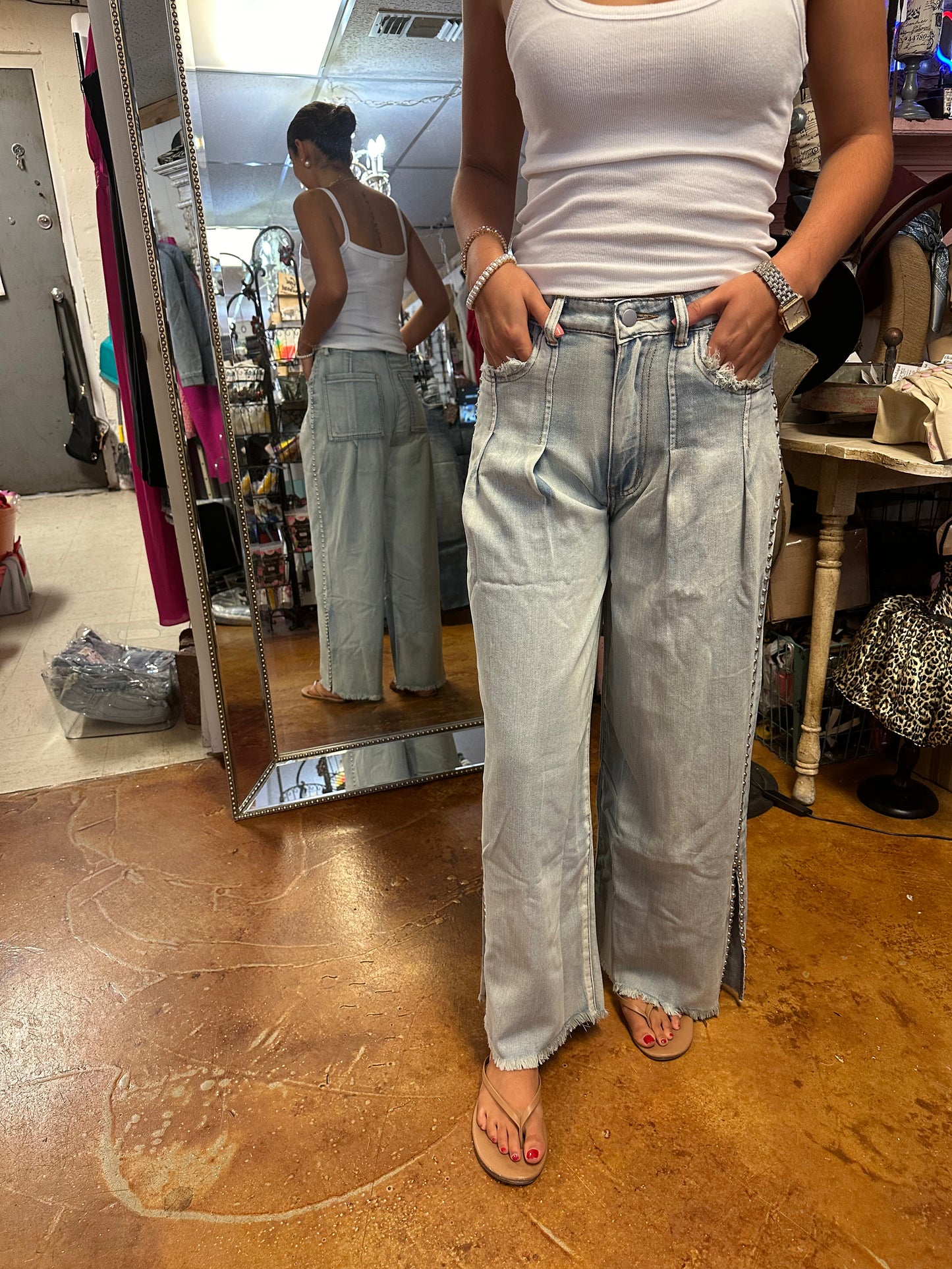 Denim stud jeans