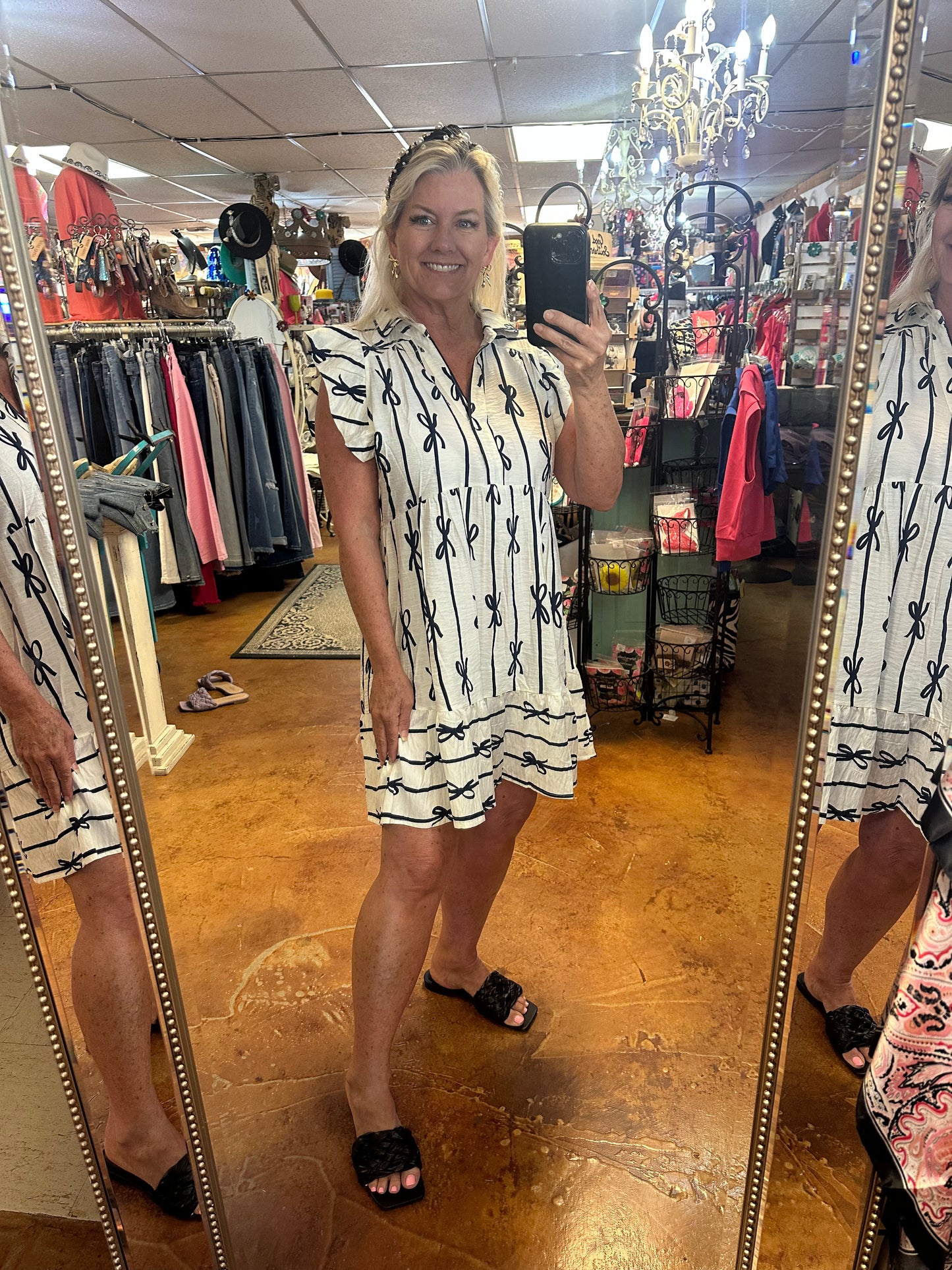 Navy & white Bow. Dress