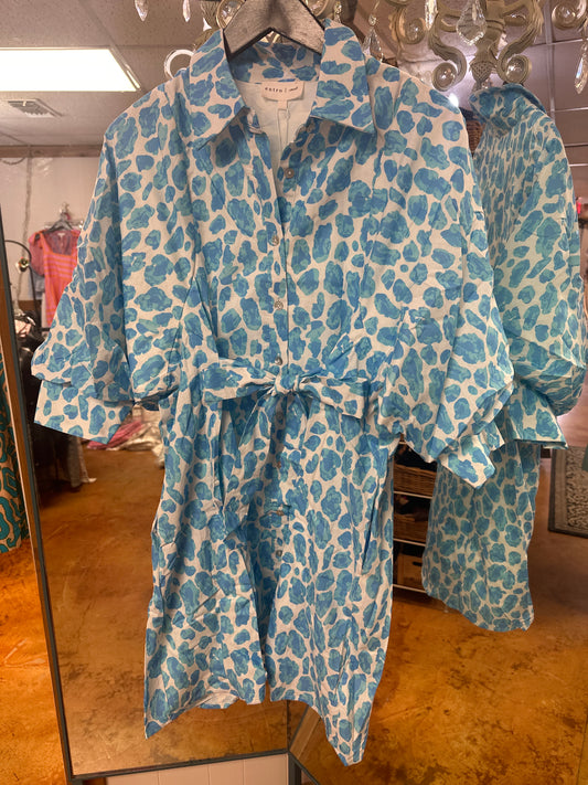 Blue leopard dress