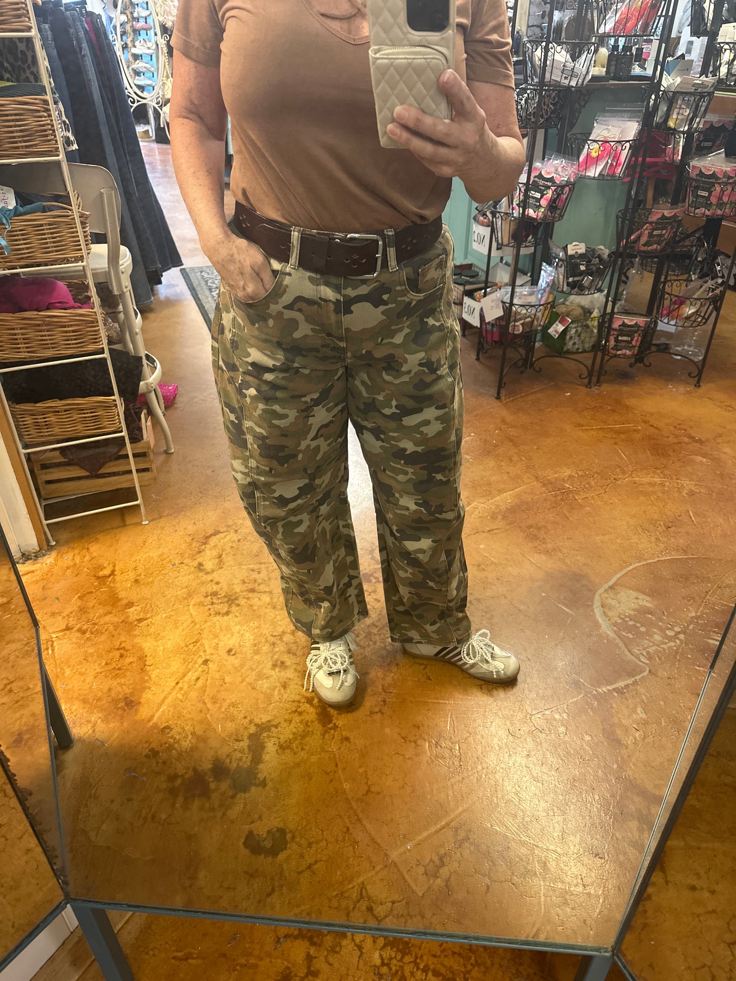 Camo barrel jean
