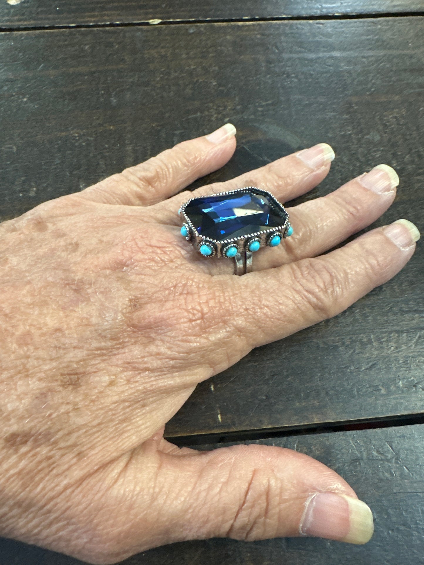 Crystal & Turq Ring