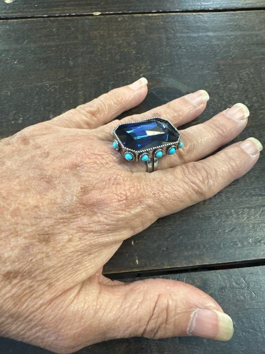 Crystal & Turq Ring