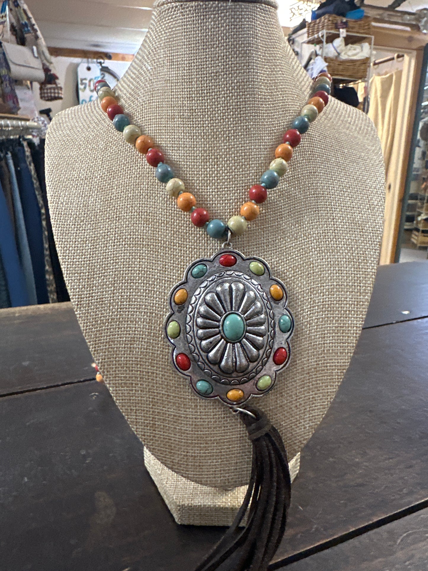 Rainbow concho necklace
