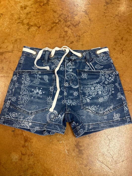 Paisley denim short
