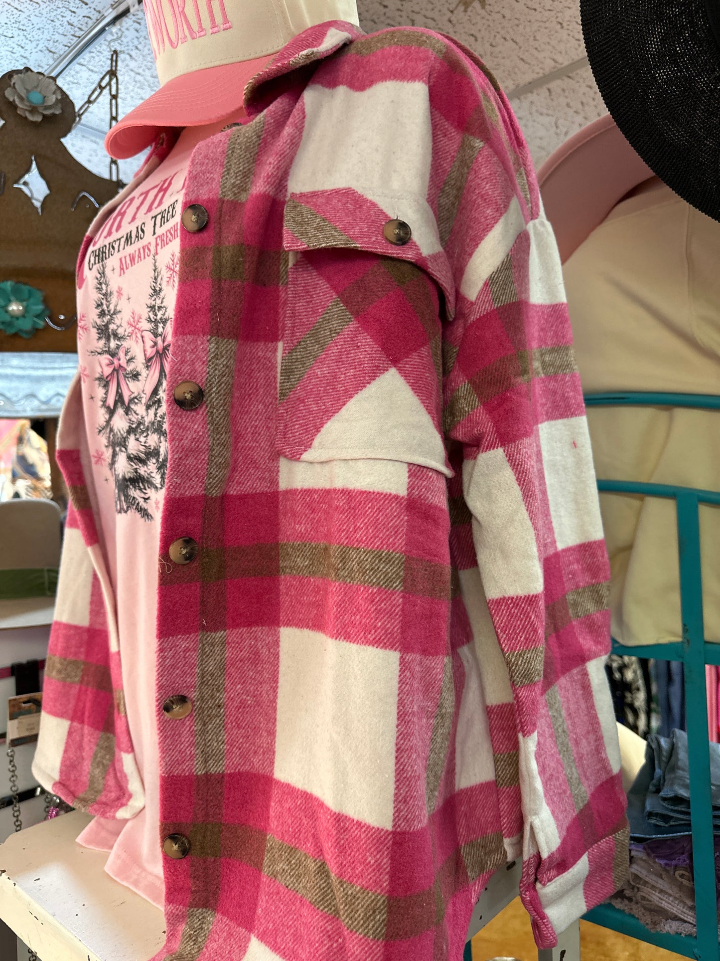 Pink plaid Shacket