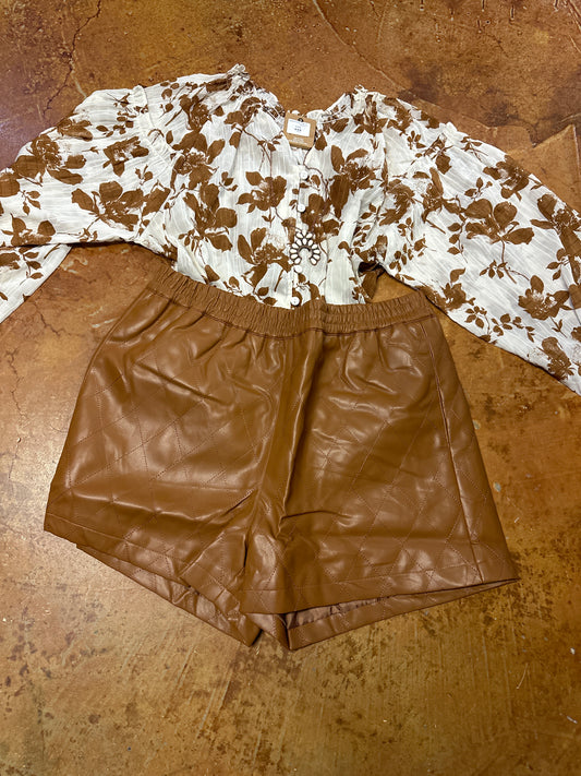 Rusty pleather shorts