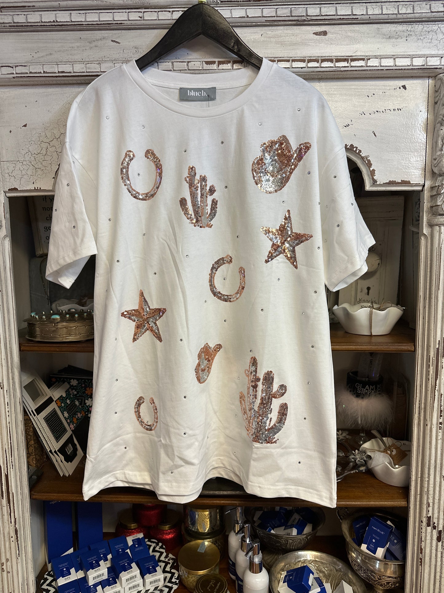 Oversized western sequin tee