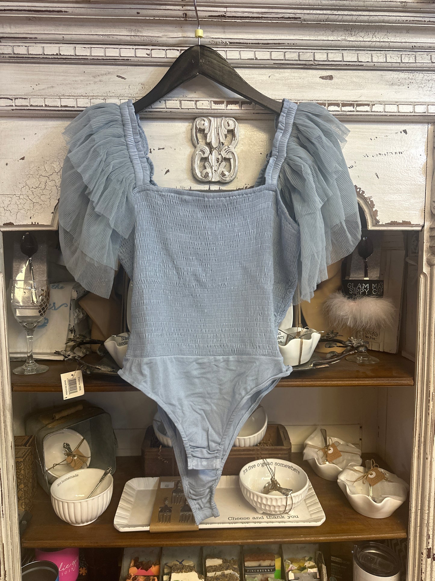 Tiered ruffle sleeve bodysuit