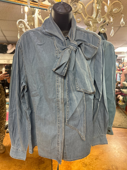 Denim tie top