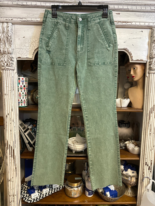 Sage denim trousers