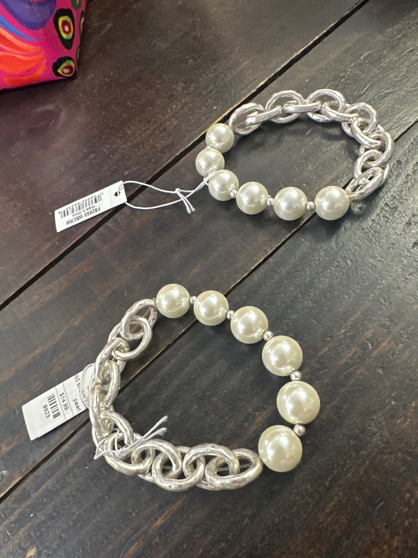 Silver & pearl bracelet