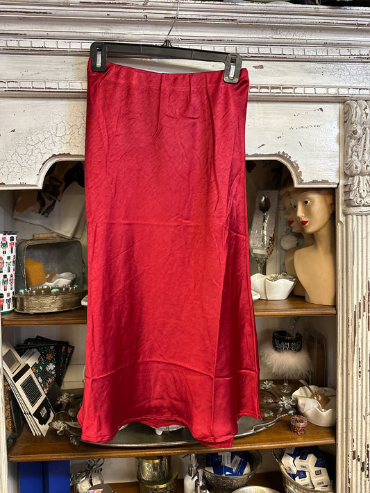 Red satin skirt