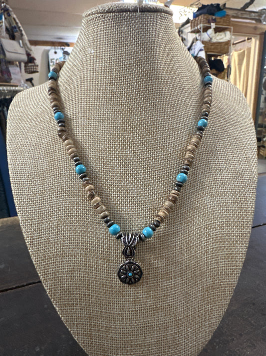 Wood & Turq necklace