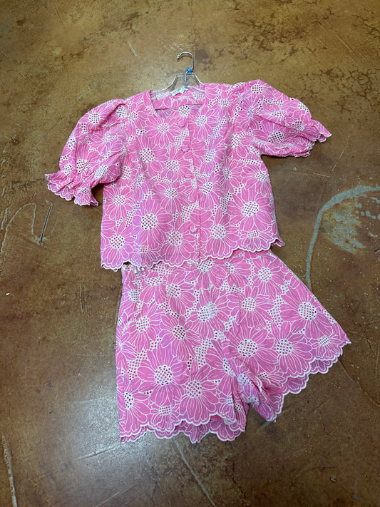 Pink eyelet top
