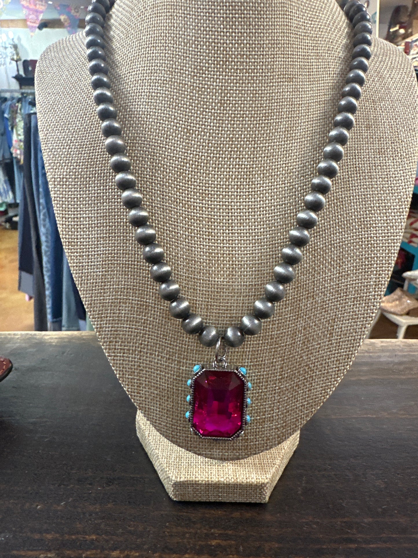 Crystal & Turq neck