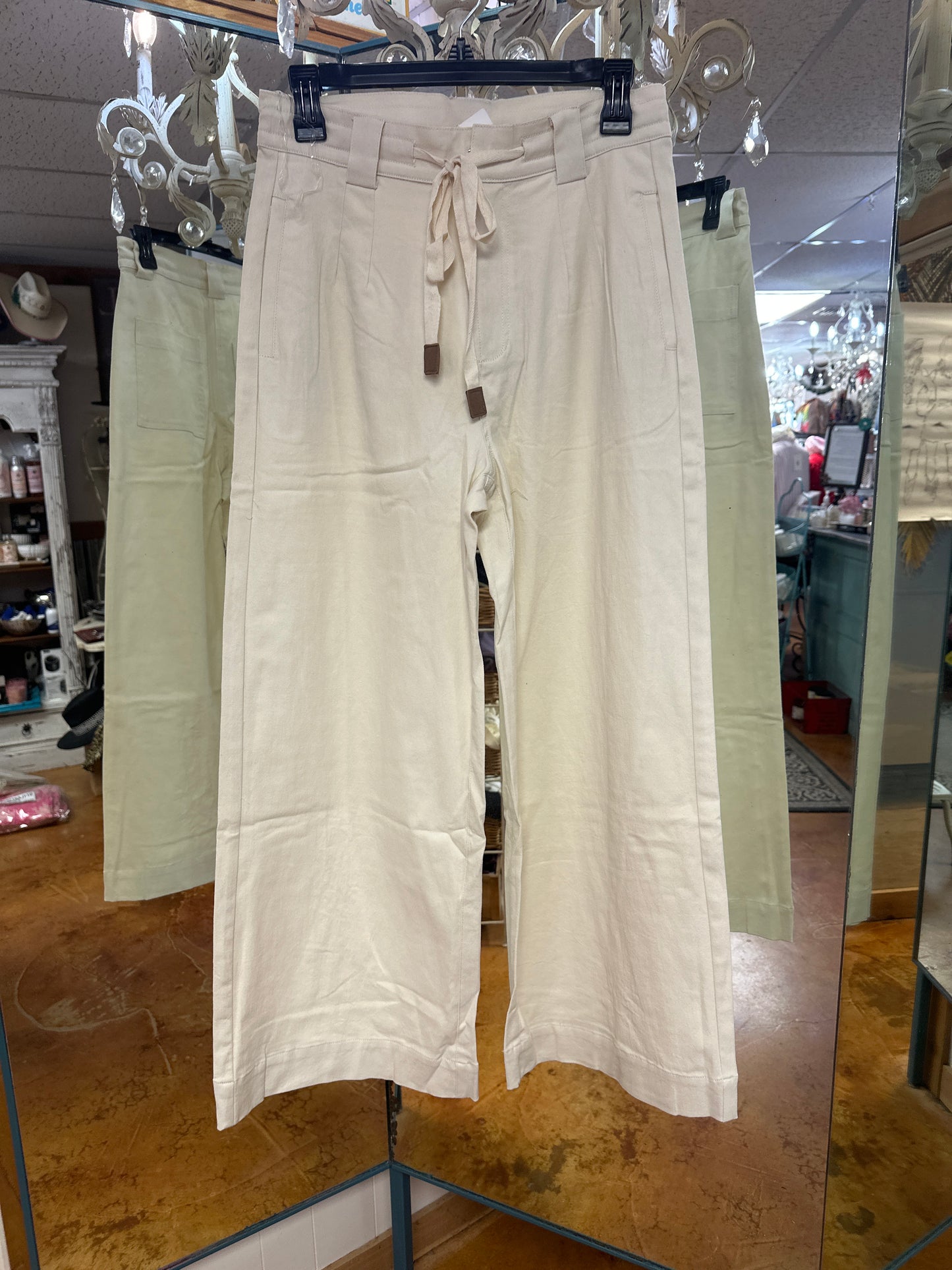 Cream drawstring pants