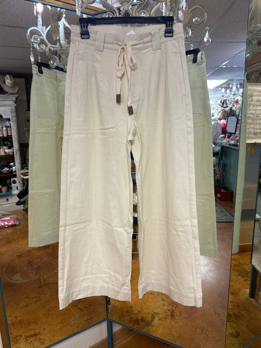 Cream drawstring pants