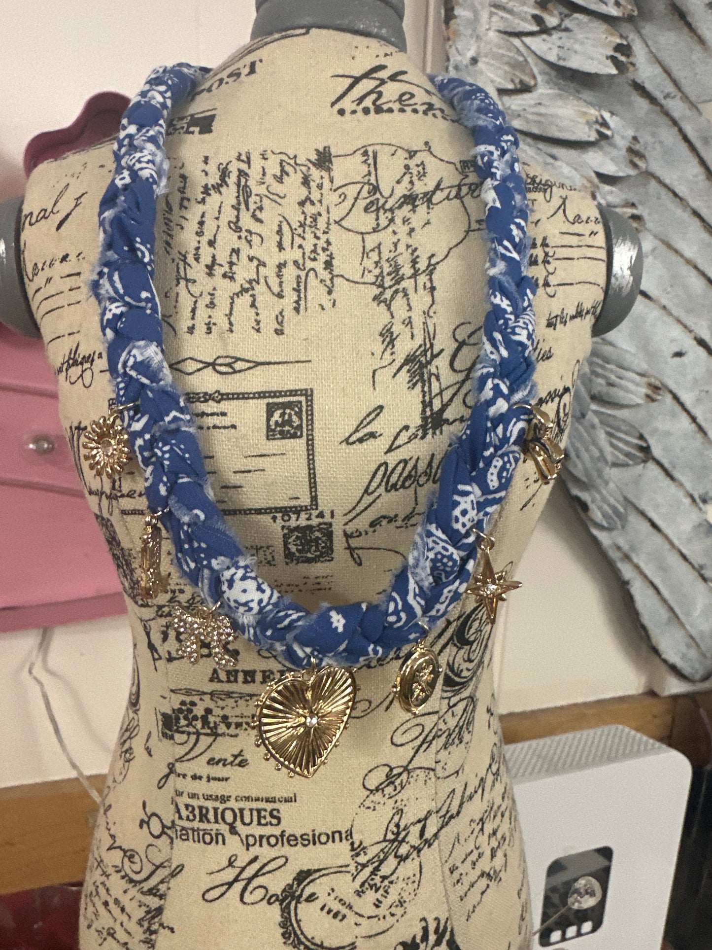 Rag charm necklace