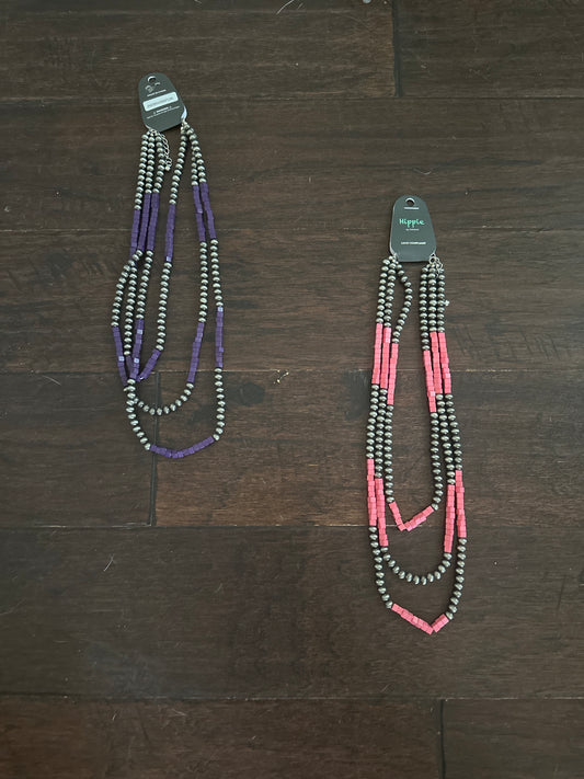 3 strand silver & sq color