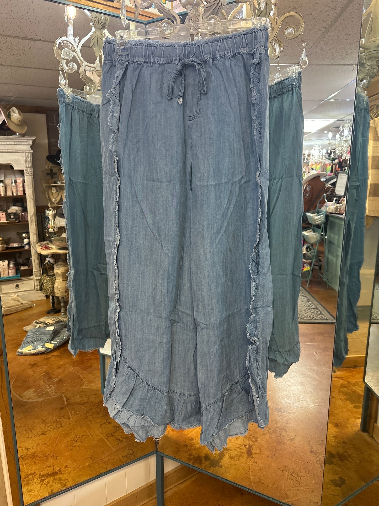 Ruffled denim