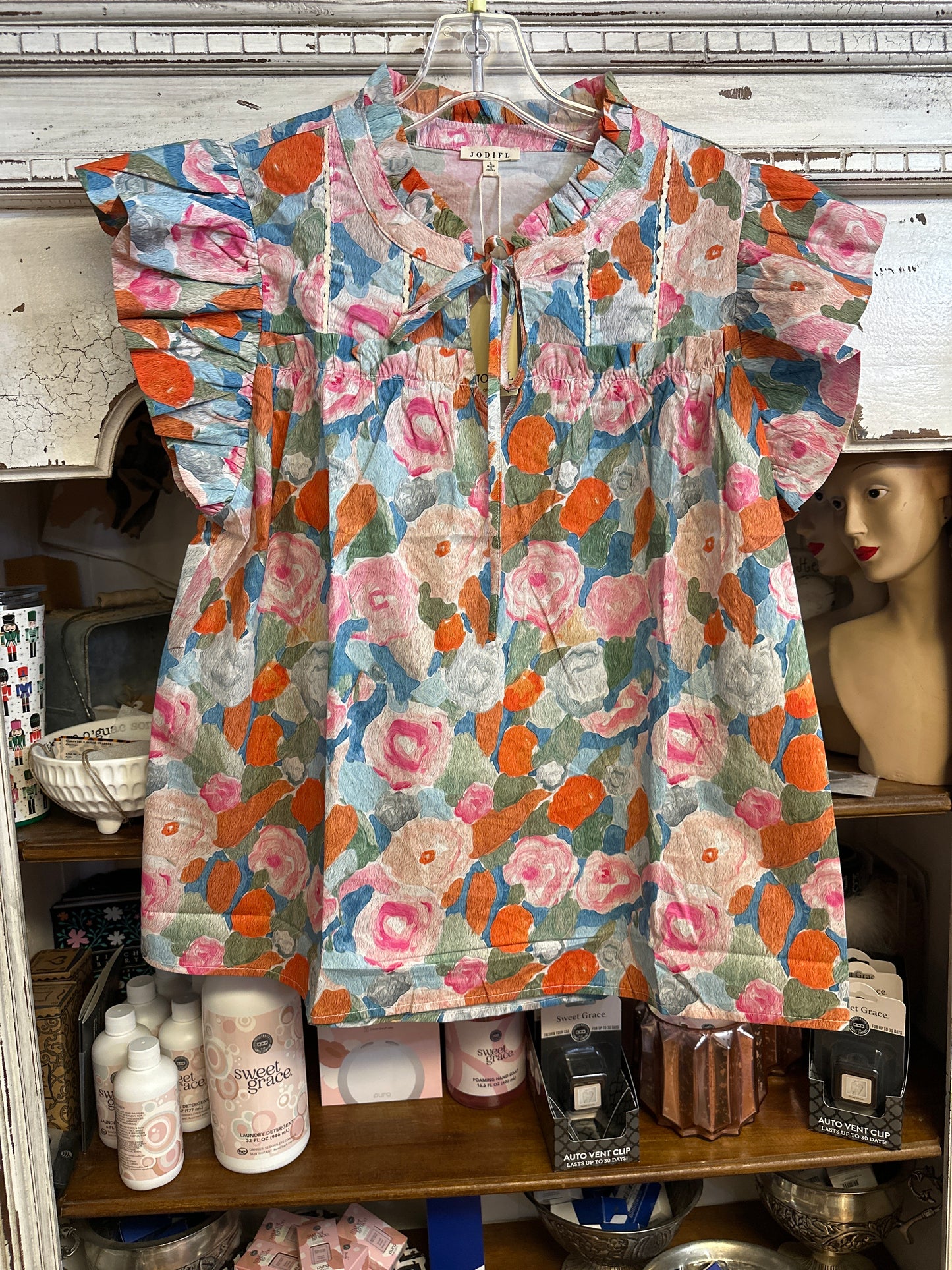 Watercolor coral top