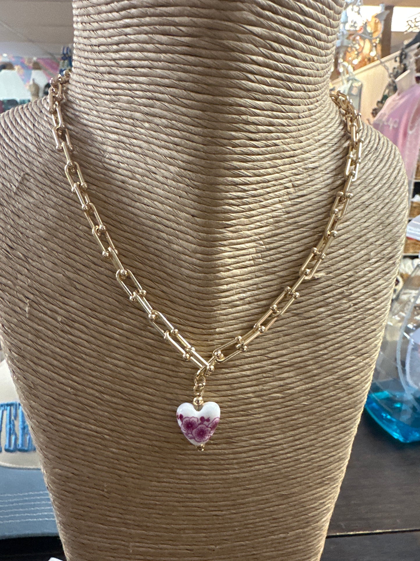 Pink porcelain necklace