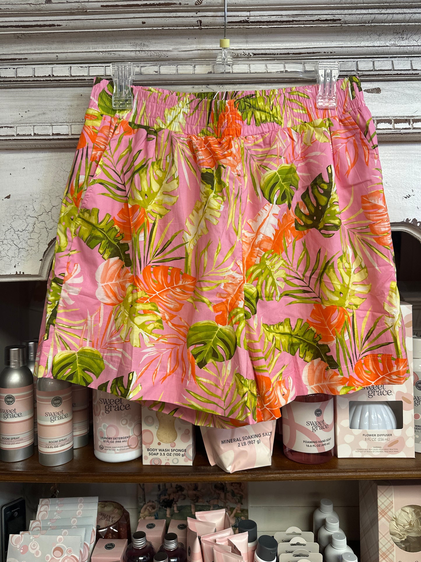 Pink leaf shorts