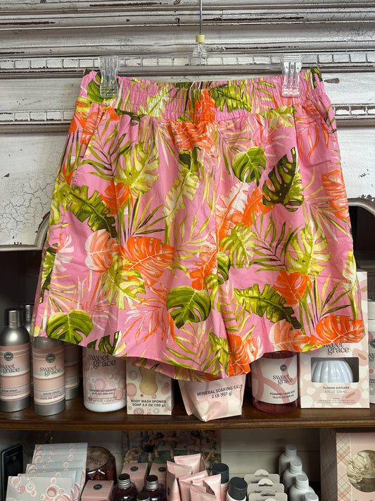 Pink leaf shorts