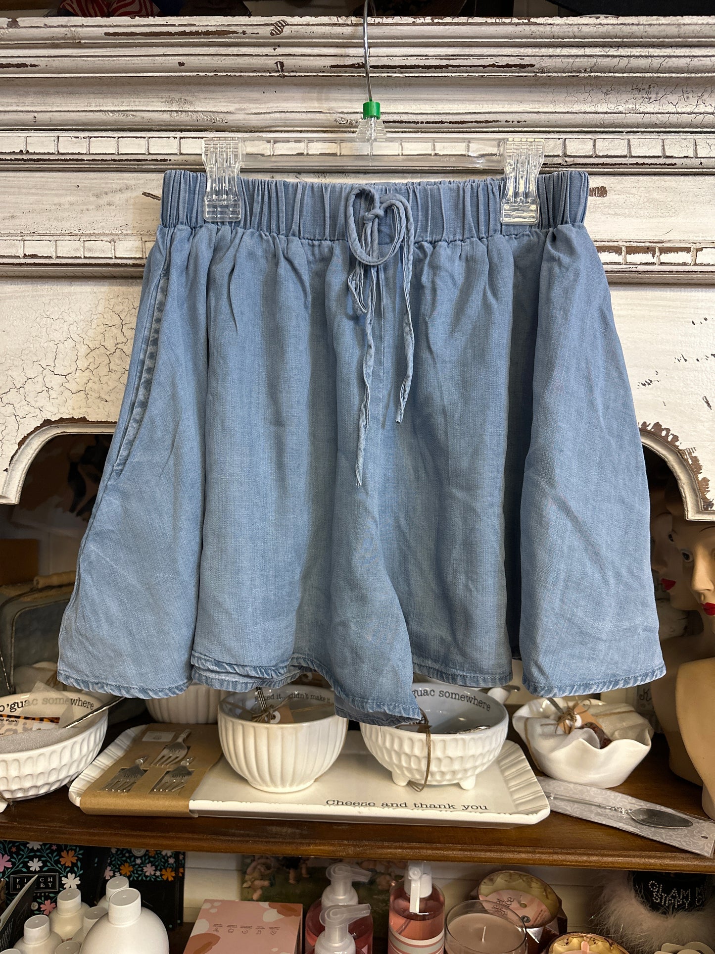 Denim flowy shorts