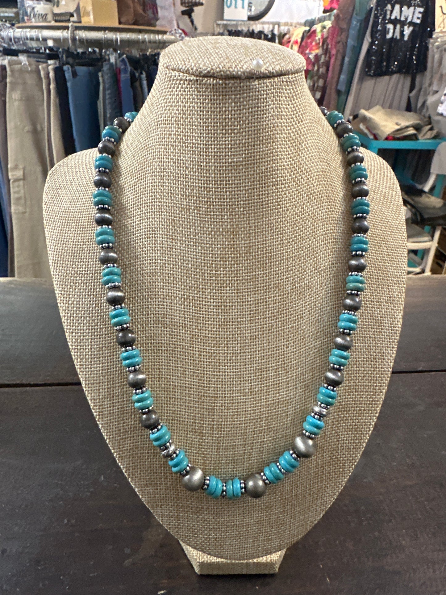 Silver & Turq neck