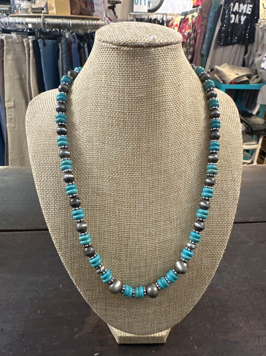 Silver & Turq neck