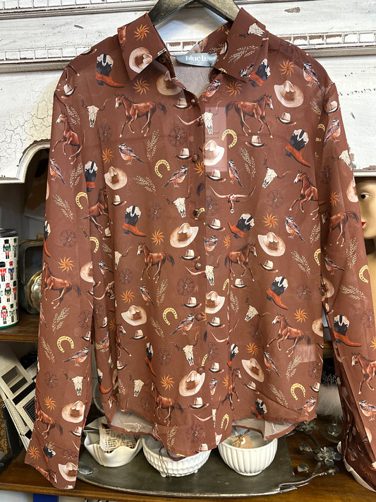 Cowboy print button up