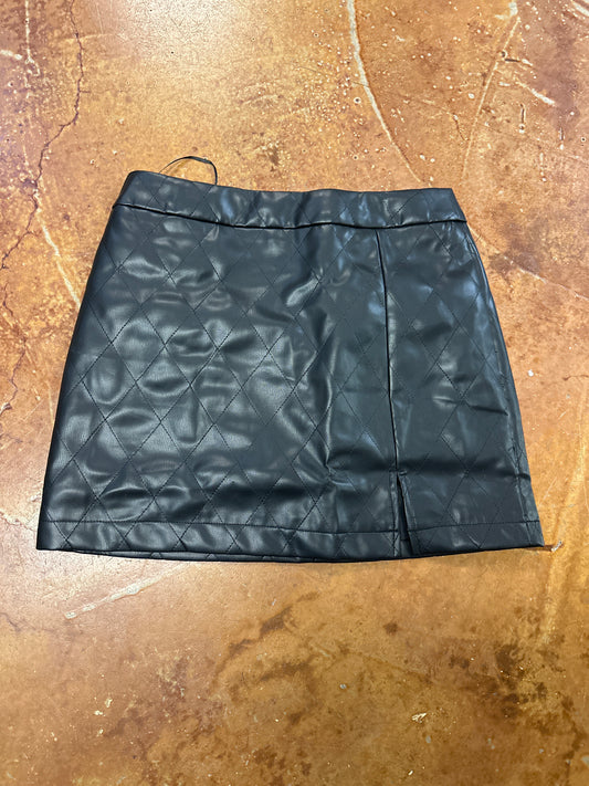Black pleather quilted mini